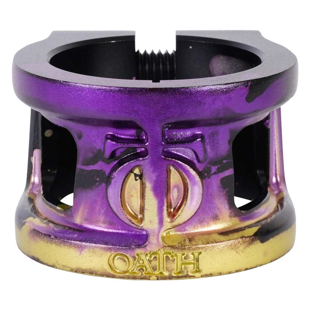 Oath Cage V2 Alloy 2 Bolt Clamp - Black/Purple/Yellow