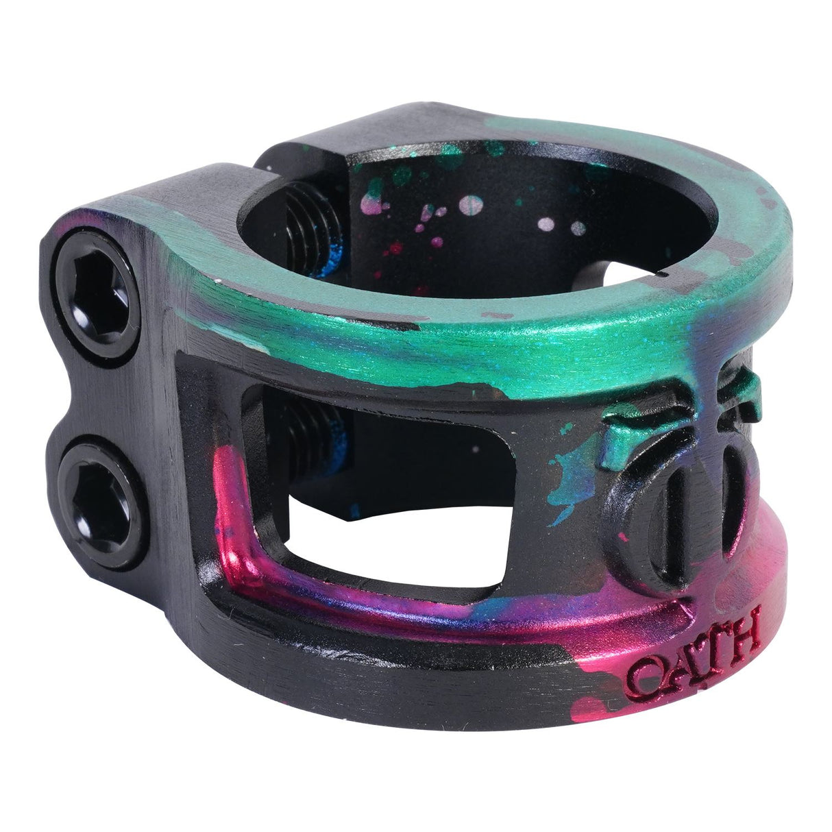 Oath Cage V2 Alloy 2 Bolt Clamp Green/Pink/Black